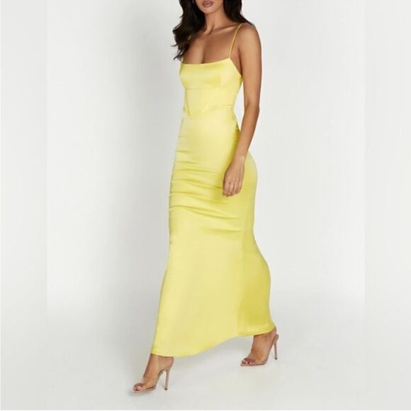 NWT Meshki Desirie Corset Maxi Dress Lemon XXS - Picture 1 of 5
